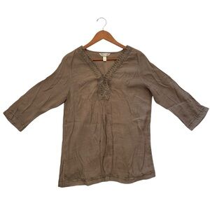 Krazy Kat Brown V-Neck Long Sleeve Shirt Women’s Large